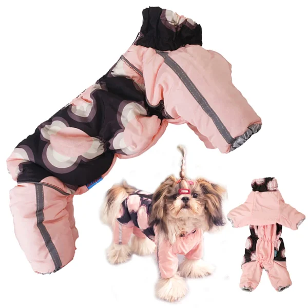 Dog Clothes Winter Waterproof Small Dog Overalls Reflective Pet Jumpsuit