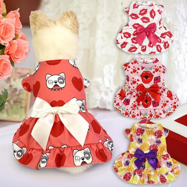 Pet Dress Summer Cat Dress Cartoon Print Dog Princess Skirt