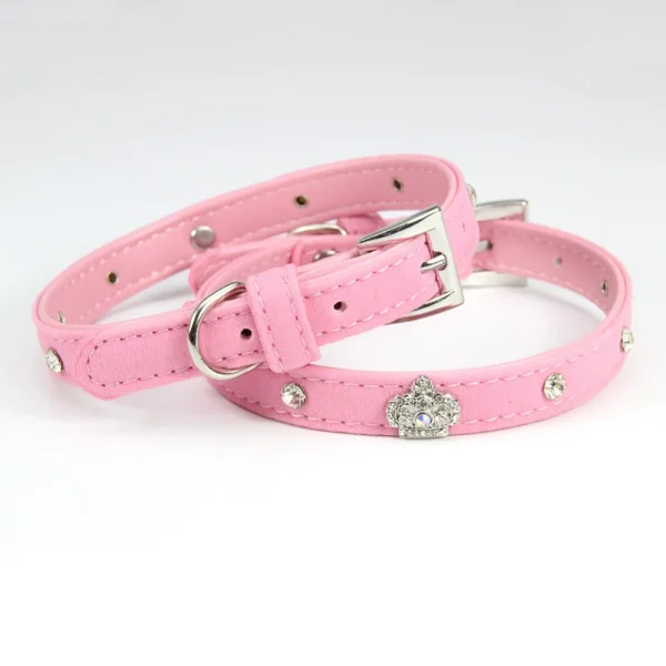 PU Leather Pet Dog Collar Adjustable Pet Collar Pink Dog Collar Collar Dog Accessories