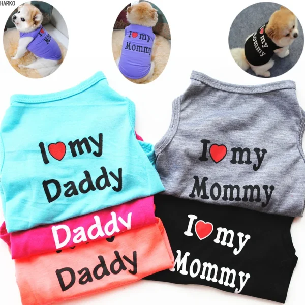 Cute Printed Summer Pets tshirt Puppy Dog Clothes Pet Cat Vest Cotton for Small Dogs
